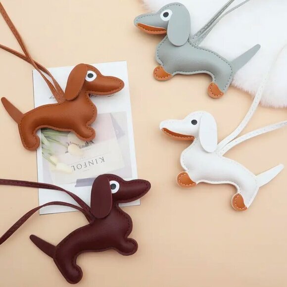 Puffy Large Dachshund Dog Purse and Bag Accessory or Keychain Orange - Picture 9 of 13